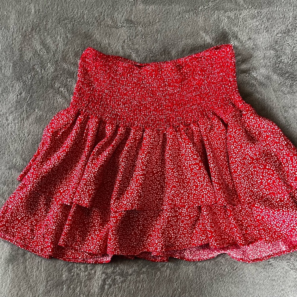 Adika Red Floral Scrunch Skirt
